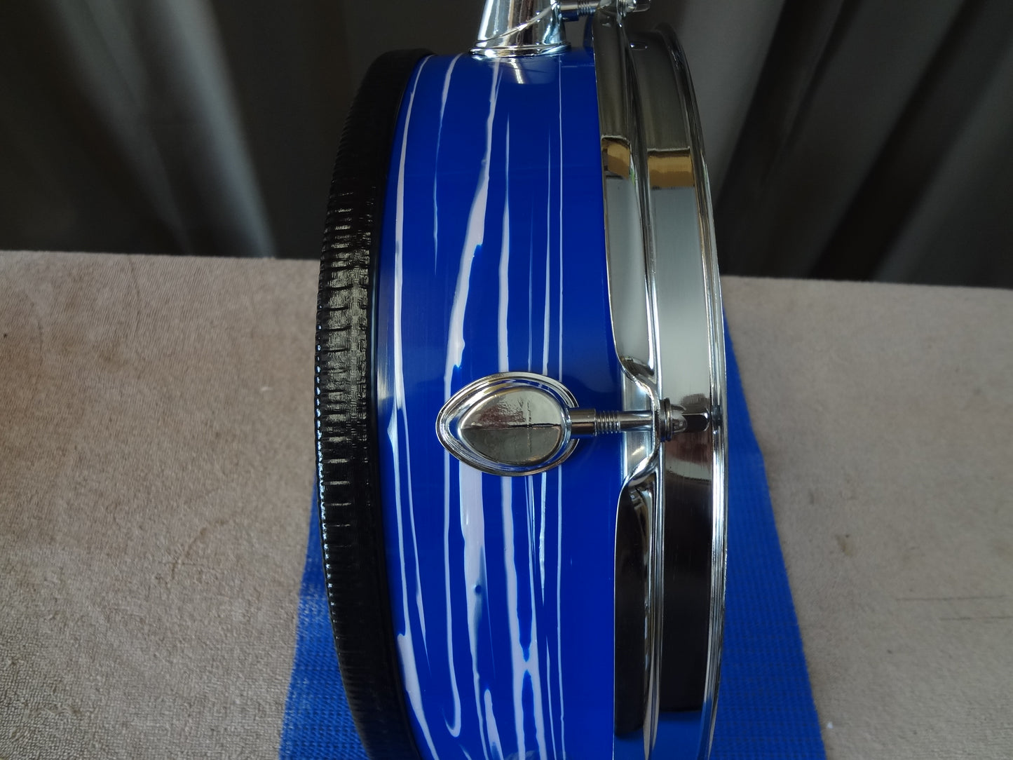 NEW 12'' CUSTOM ELECTRONIC SNARE DRUM - BLUE/WHITE STRIPE