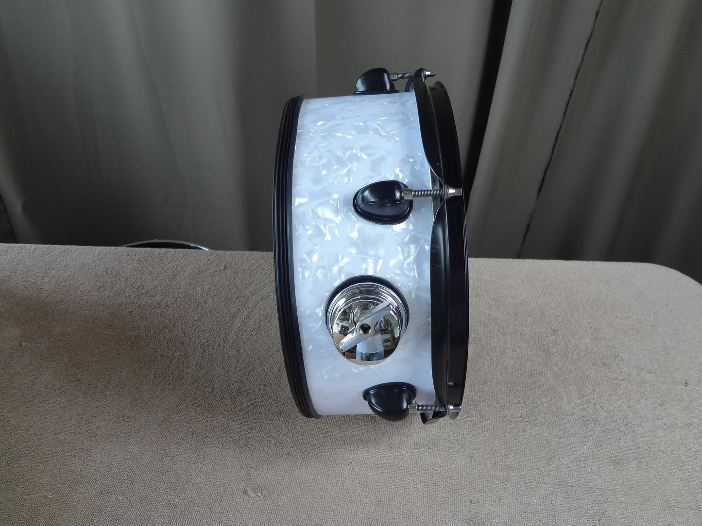 Refurbished 12 Inch Custom Built Electronic Snare Drum - White Pearl