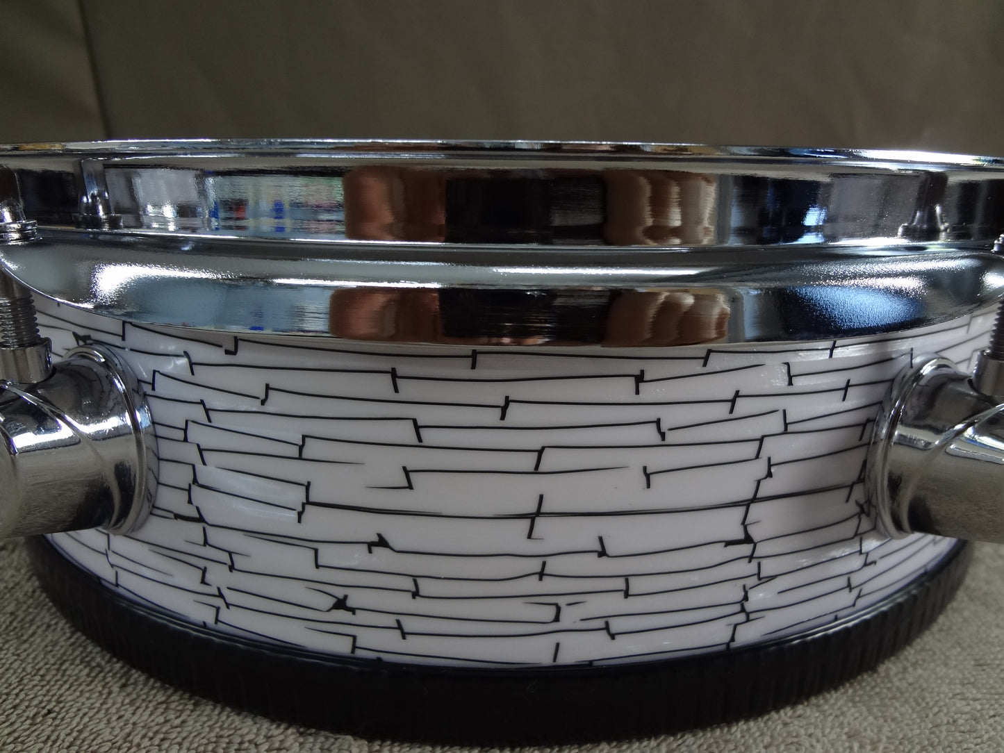 NEW 4 PIECE CUSTOM ELECTRONIC DRUM SHELL PACK - WHITE/BLACK ETCH