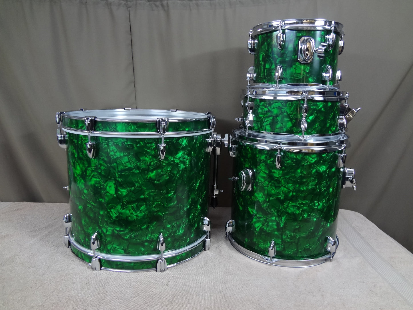 NEW 4 PIECE CUSTOM HYBRID ELECTRONIC/ACOUSTIC SHELL PACK - GREEN PEARL