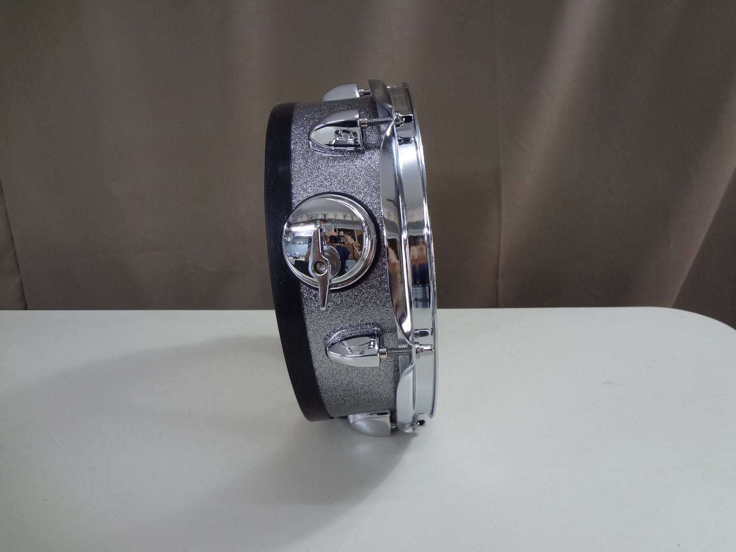 Refurbished 10 Inch Custom Electronic Snare Drum - Silver Glitter