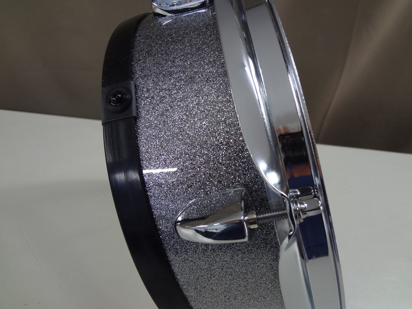 Refurbished 10 Inch Custom Electronic Snare Drum - Silver Glitter