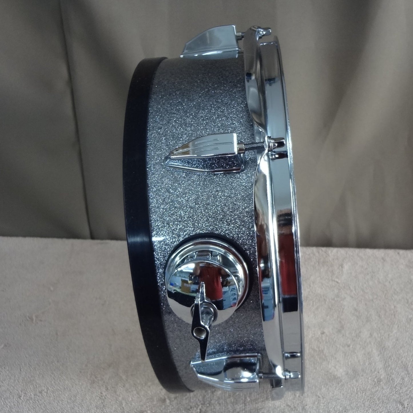 Refurbished 12 Inch Custom Built Electronic Snare Drum - Silver Sparkle