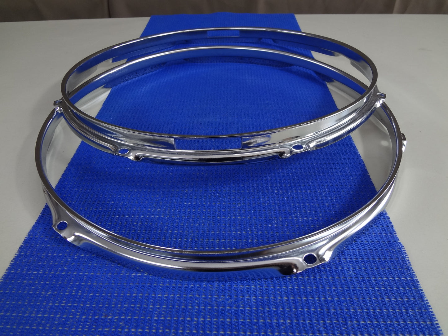 NEW PAIR 6 HOLE 12'' CHROME SNARE RIMS 2.3mm (2pcs)