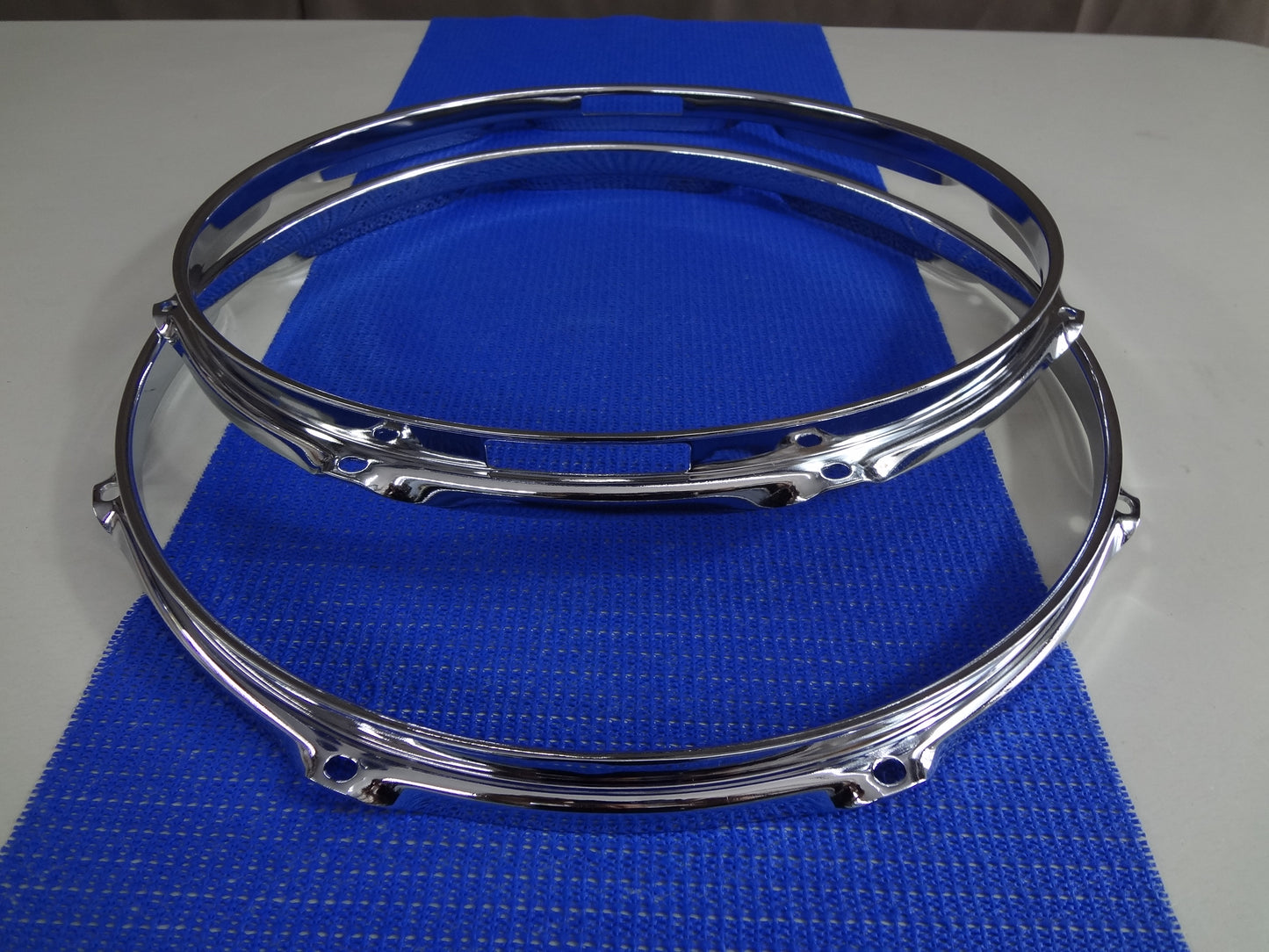 NEW PAIR 8 HOLE 14'' CHROME SNARE RIMS 2.3mm (2pcs)