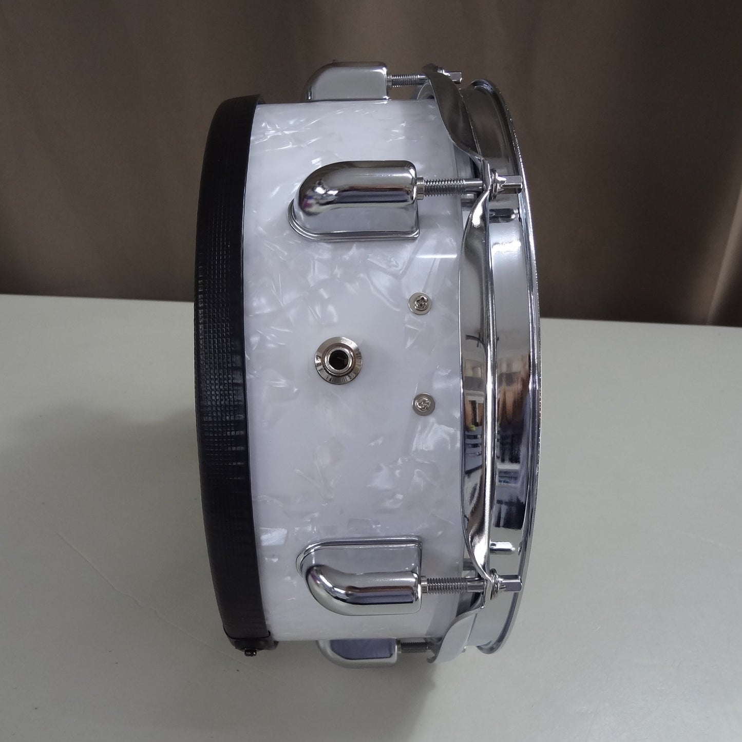 New 10 Inch Custom Electronic Snare Drum - White Pearl - Tin Chrome Lugs