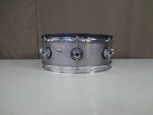 New 14 Inch Custom Electronic Snare Drum - Silver/ White Sparkle