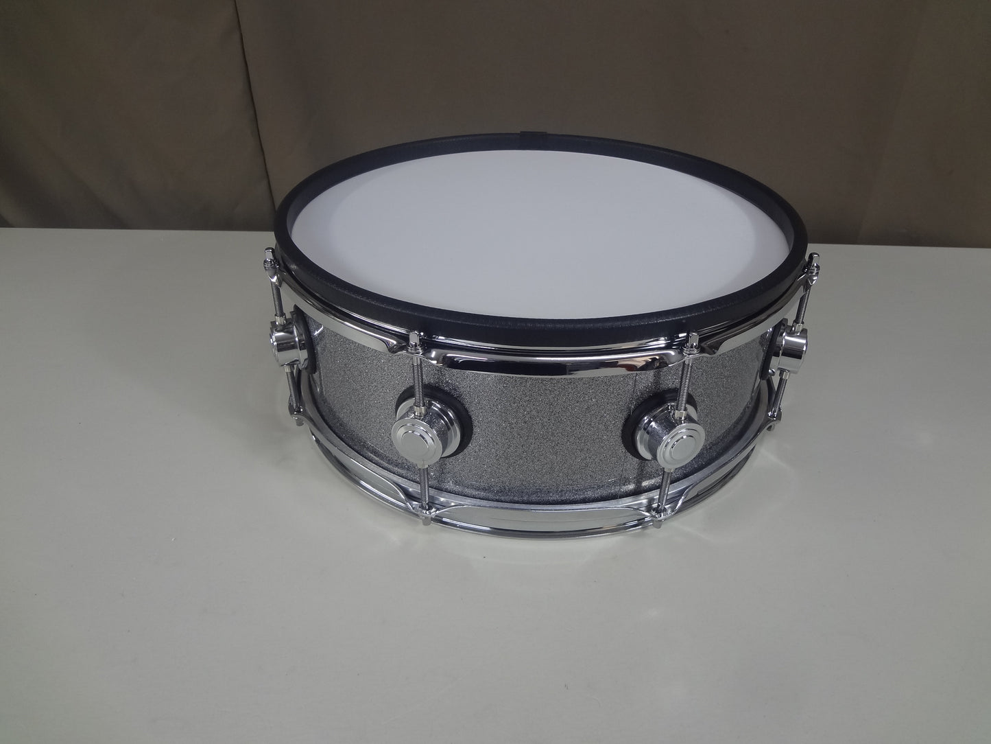 New 14 Inch Custom Electronic Snare Drum - Silver Sparkle