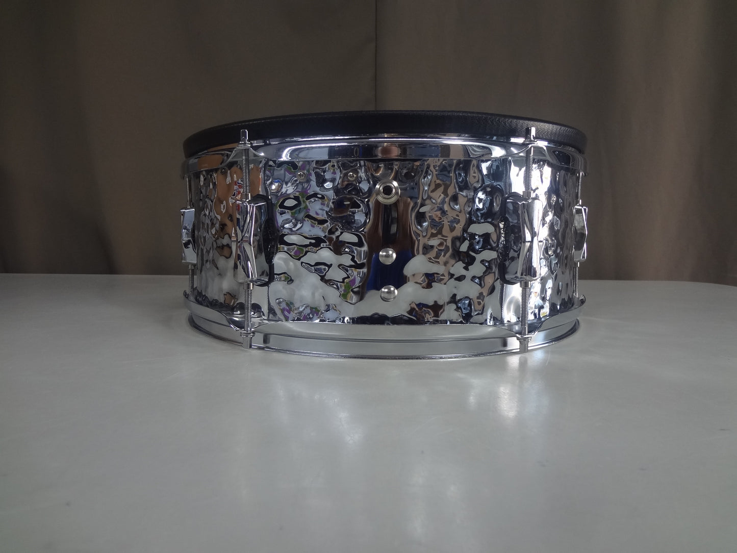 New 14 Inch Custom Electronic Snare Drum - Dimpled Metal Chrome