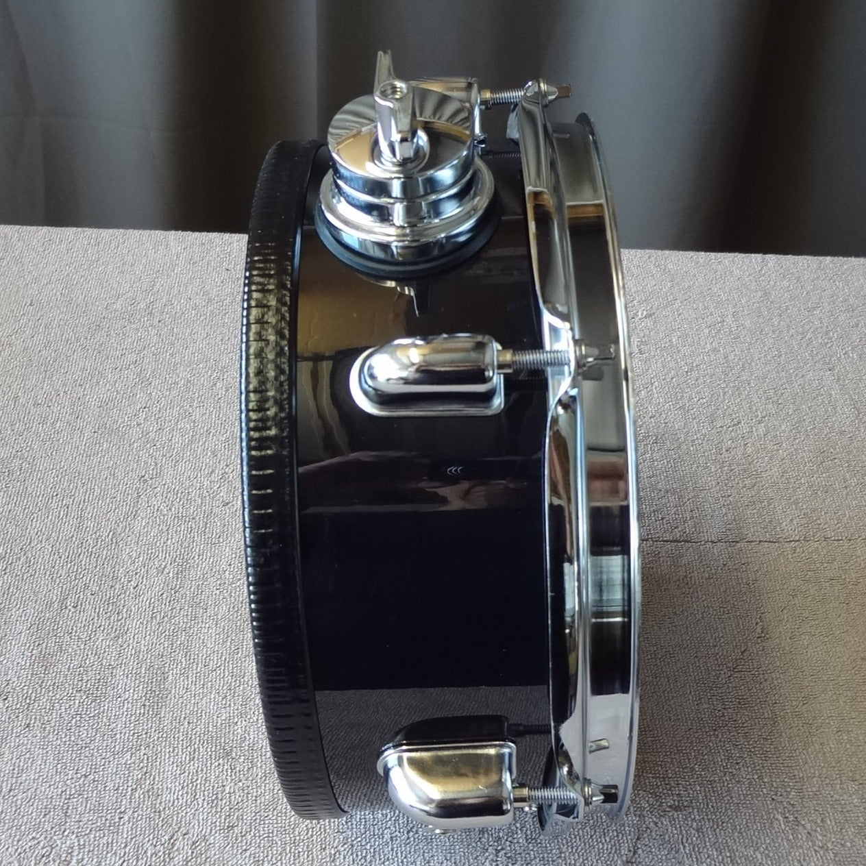 New 10 Inch Custom Electronic Snare Drum - Black Mono - Tin Chrome Lugs