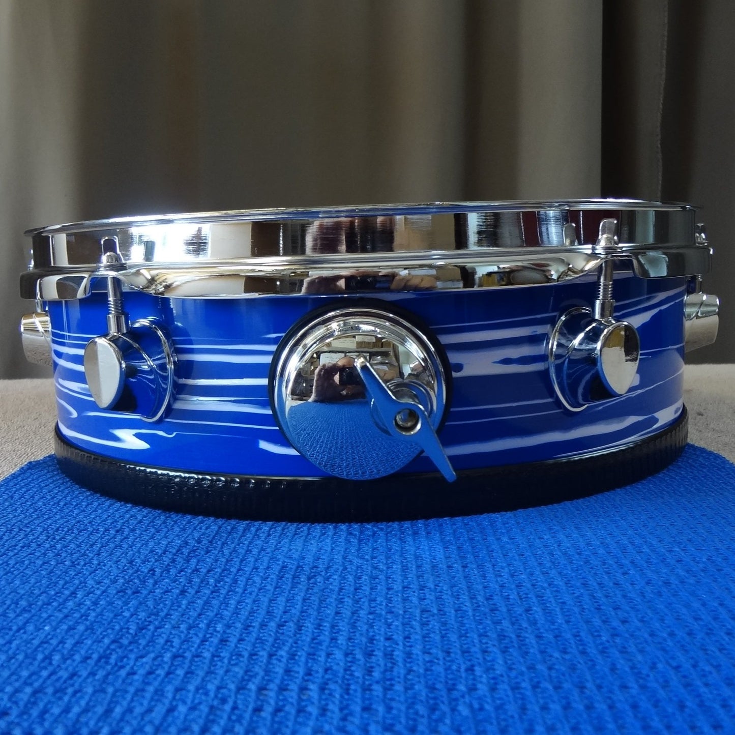 New 12 Inch Custom Electronic Snare Drum - Blue/White