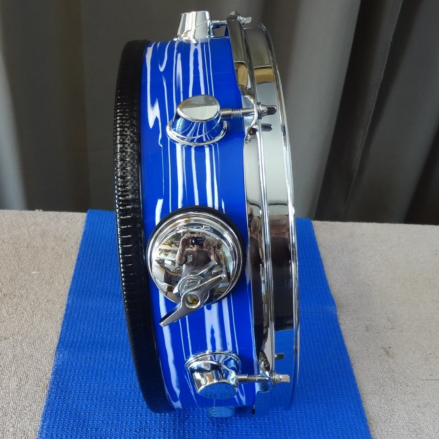 New 12 Inch Custom Electronic Snare Drum - Blue/White