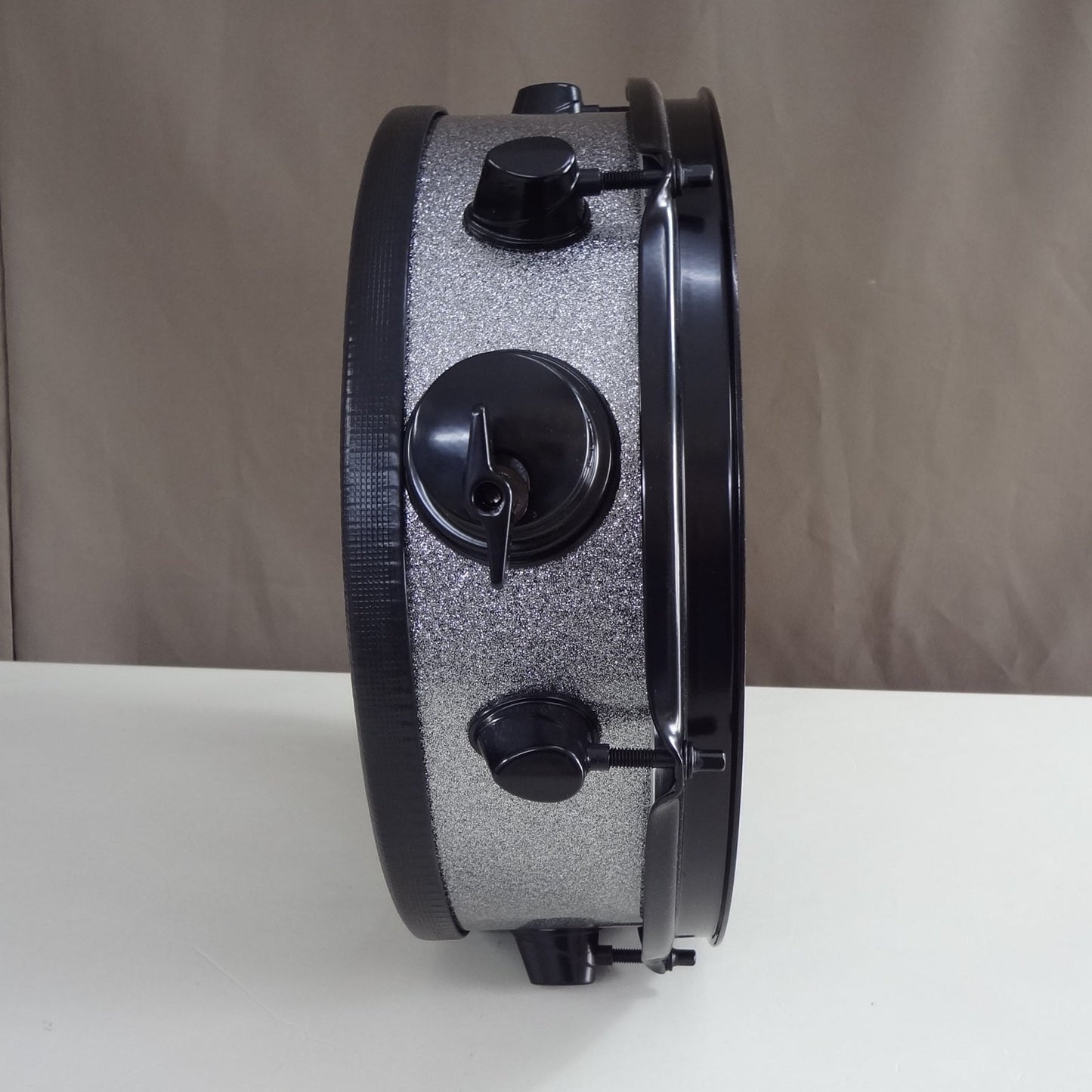 New 12 Inch Custom Electronic Snare Drum - Silver Sparkle