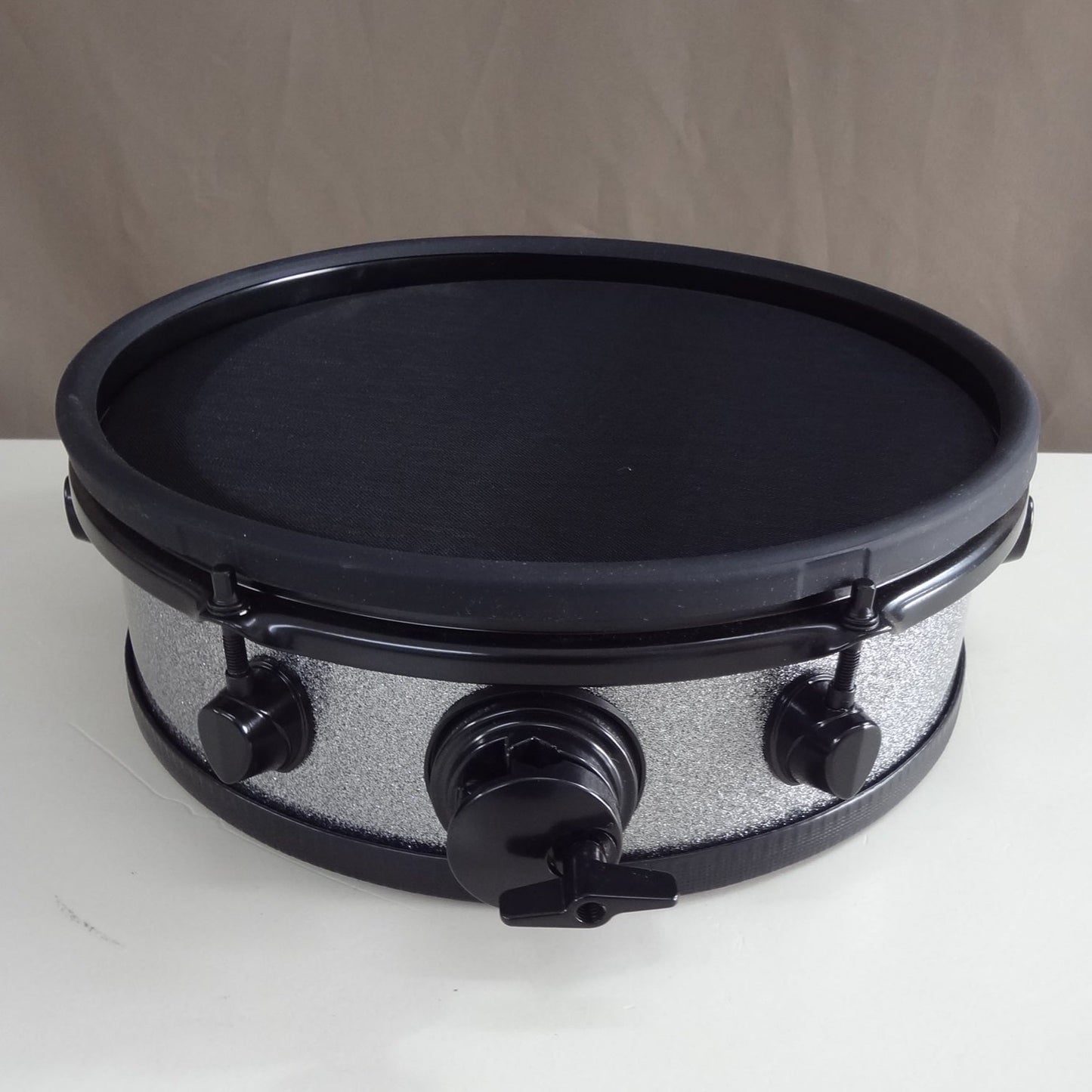 New 12 Inch Custom Electronic Snare Drum - Silver Sparkle