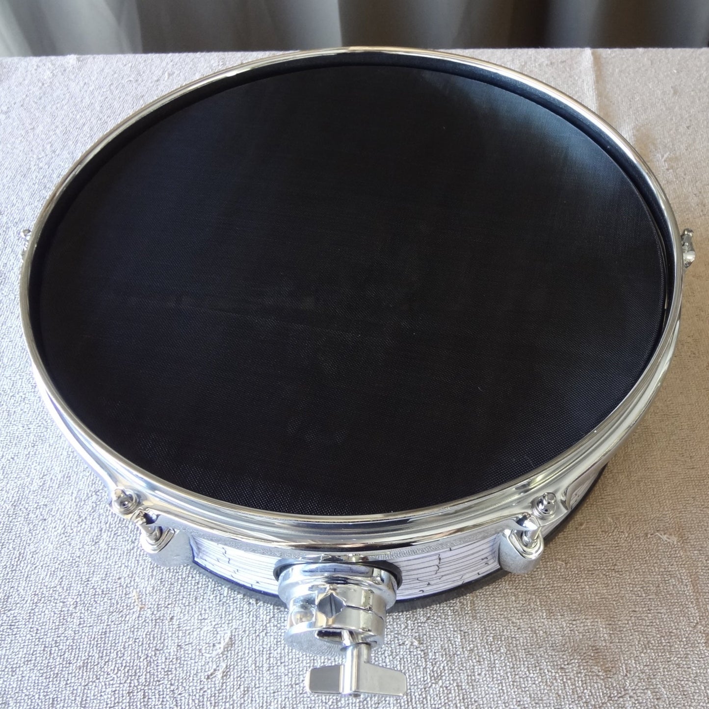 New 13 Inch Custom Electronic Snare Drum - White/Black Etch