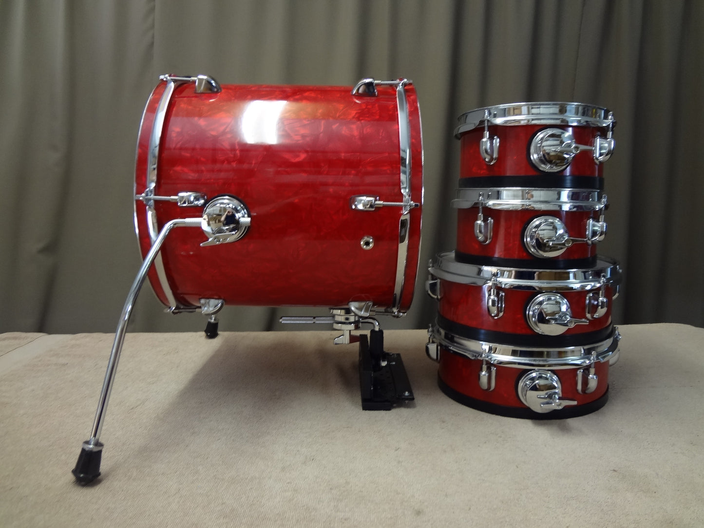 5 PIECE CUSTOM ELECTRONIC DRUM SHELL PACK - RED PEARL