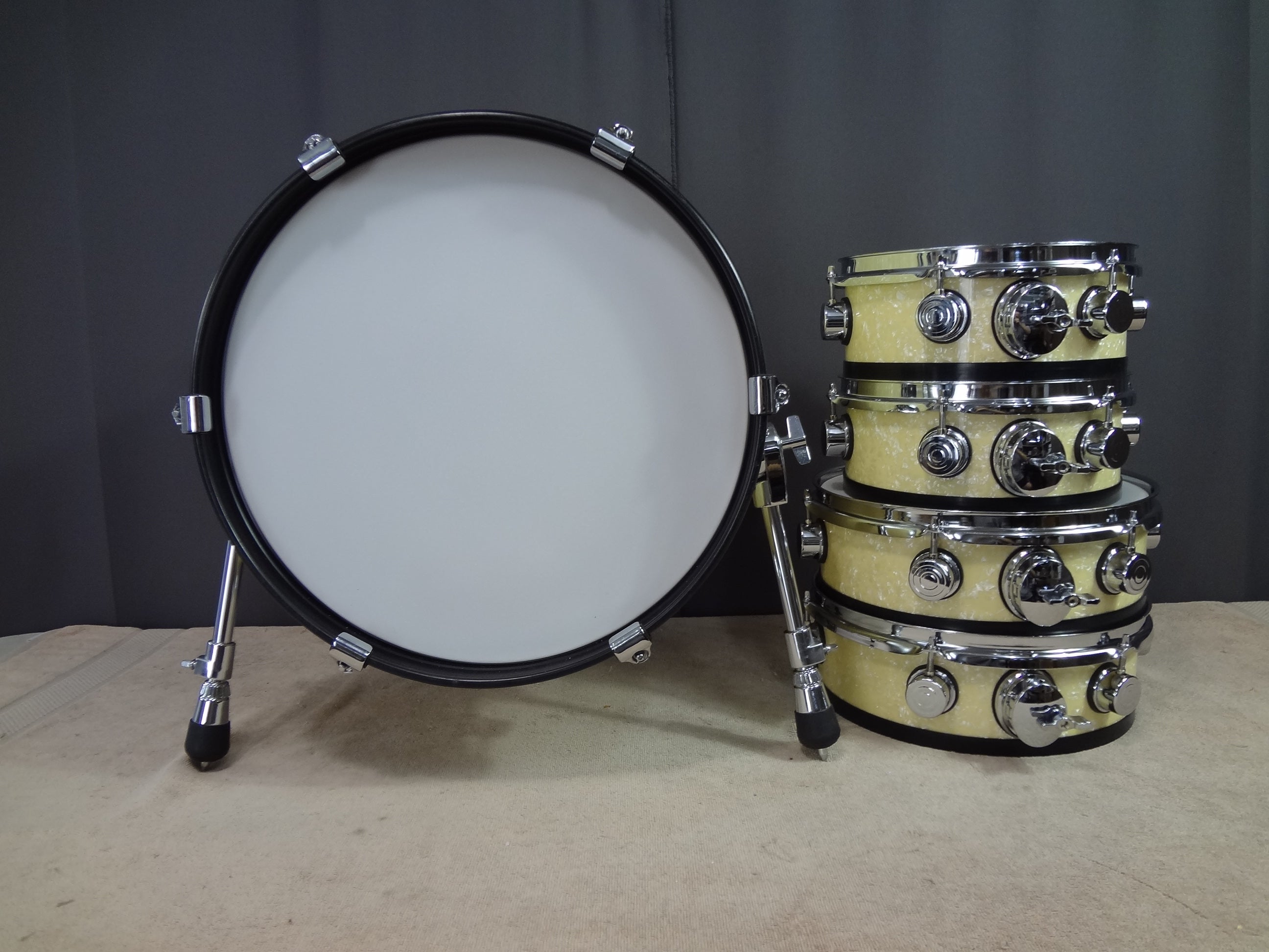 NEW 5 PIECE CUSTOM ELECTRONIC DRUM SHELL PACK - CREAM PEARL/VINTAGE ...
