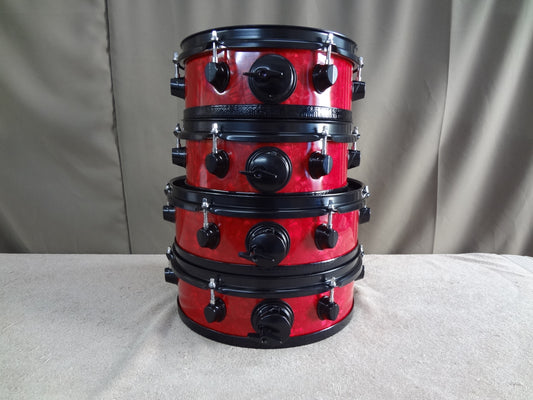 Electronic drums 4 piece black hardware  with Red pearl wrap.