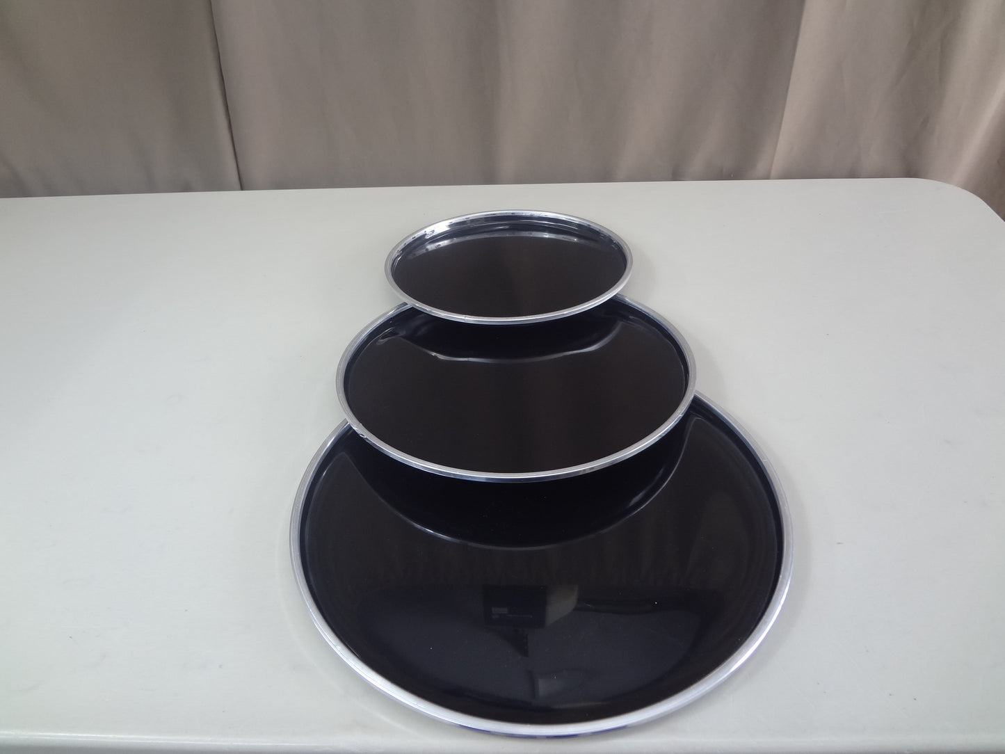 NEW SET MIRROR BLACK ACOUSTIC DRUM HEADS-10/12/14''