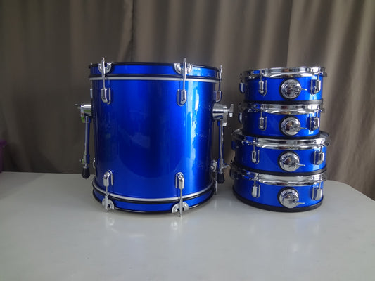 5 Piece Custom Built Electronic Drum Kit with Cymbals, Rack and Module- Blue Metallic