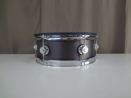 New 13 Inch Custom Electronic Snare Drum - Black Brushed Metal wrap.
