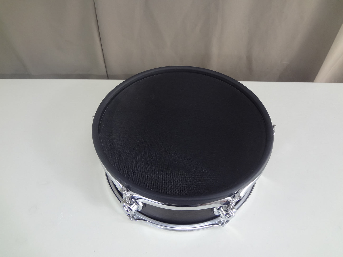 New 13 Inch Custom Electronic Snare Drum - Black Brushed Metal wrap.