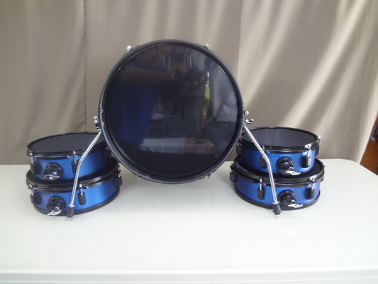 NEW 5 PIECE CUSTOM ELECTRONIC DRUM SHELL PACK - Blue Brushed Metal
