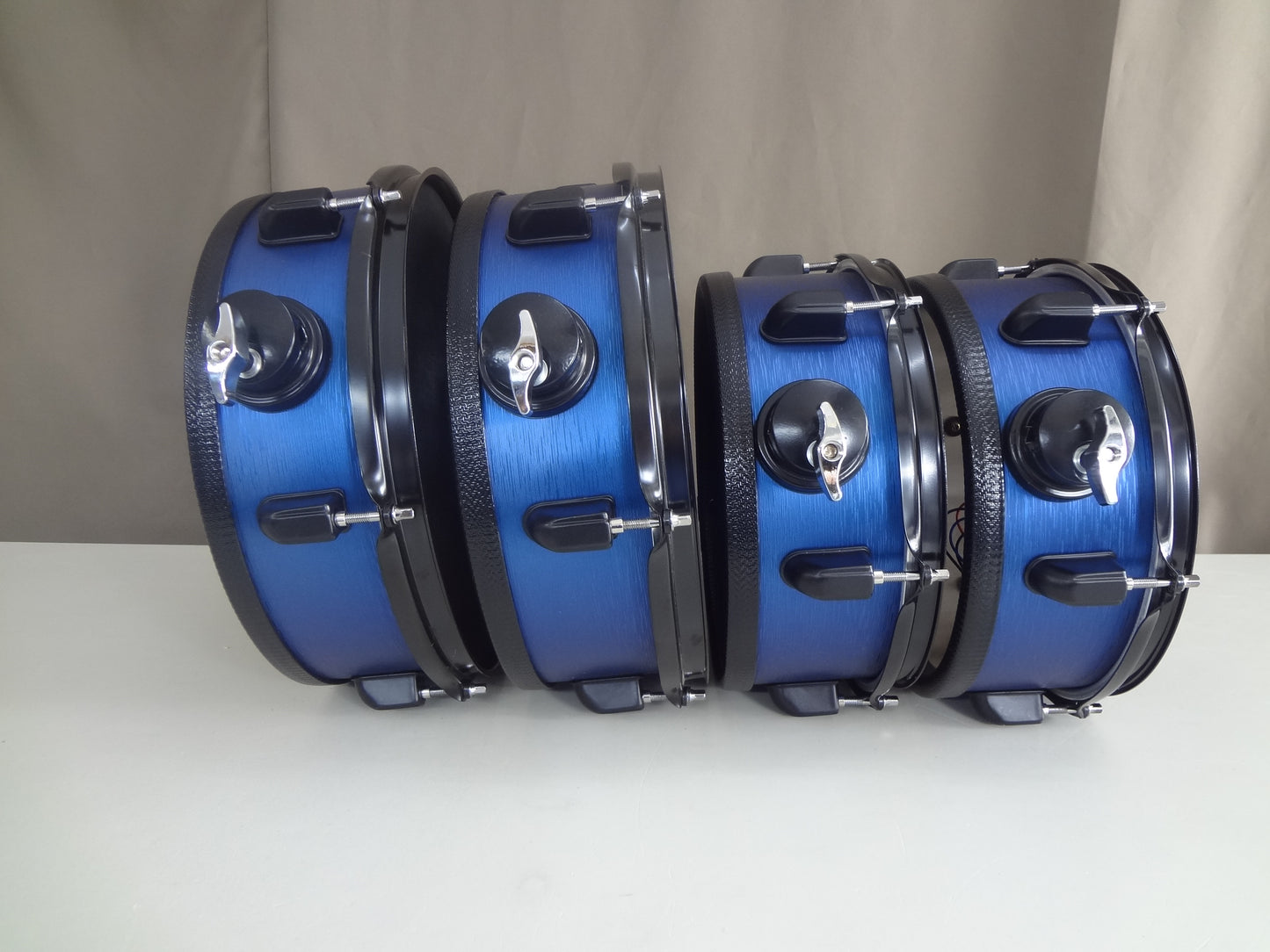 5 Piece Custom Built Electronic Drum Kit with Cymbals, Rack and Module- Blue Brushed Metal