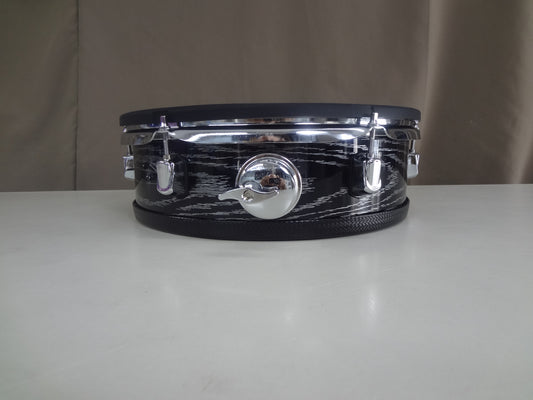 New 13 Inch Custom Electronic Snare Drum - Black/Silver Woodgrain