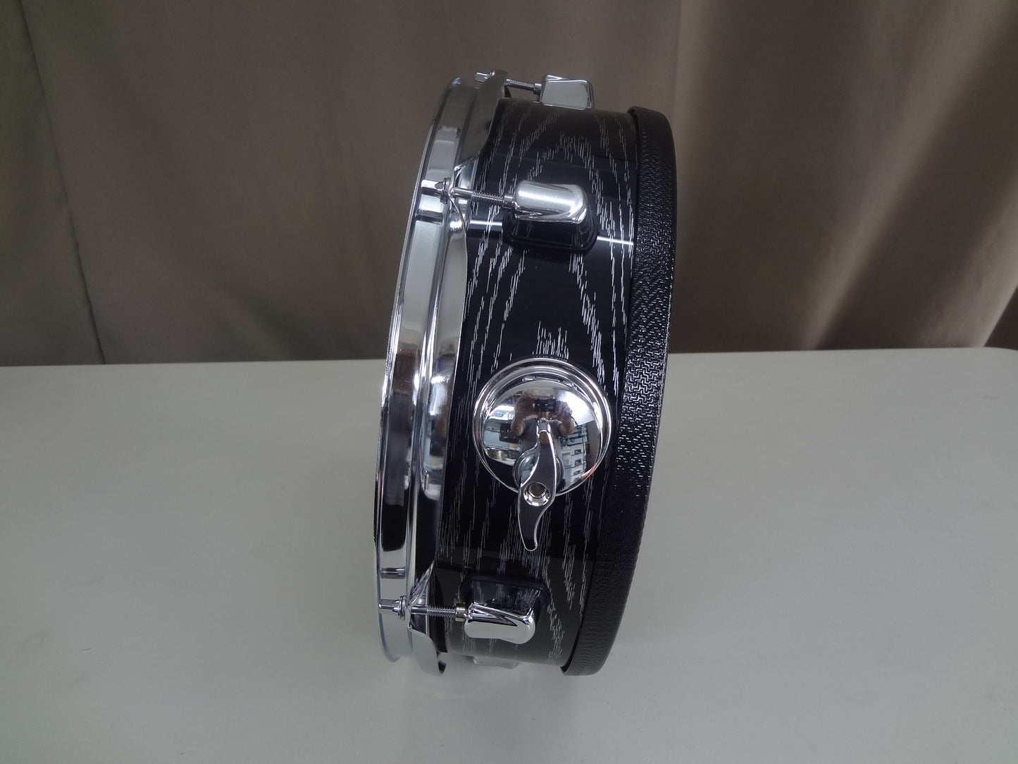 New 13 Inch Custom Electronic Snare Drum - Black/Silver Woodgrain
