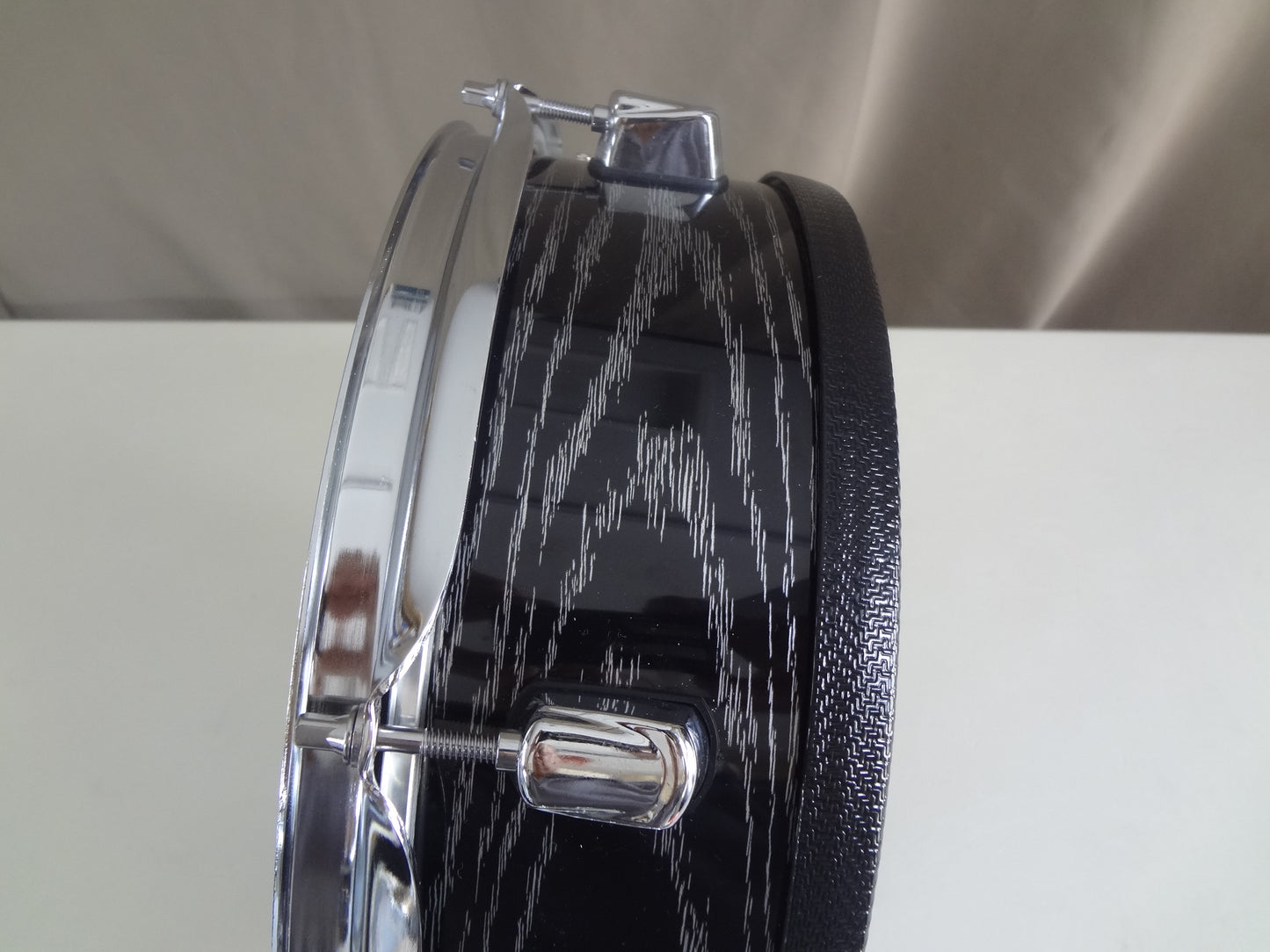 New 13 Inch Custom Electronic Snare Drum - Black/Silver Woodgrain