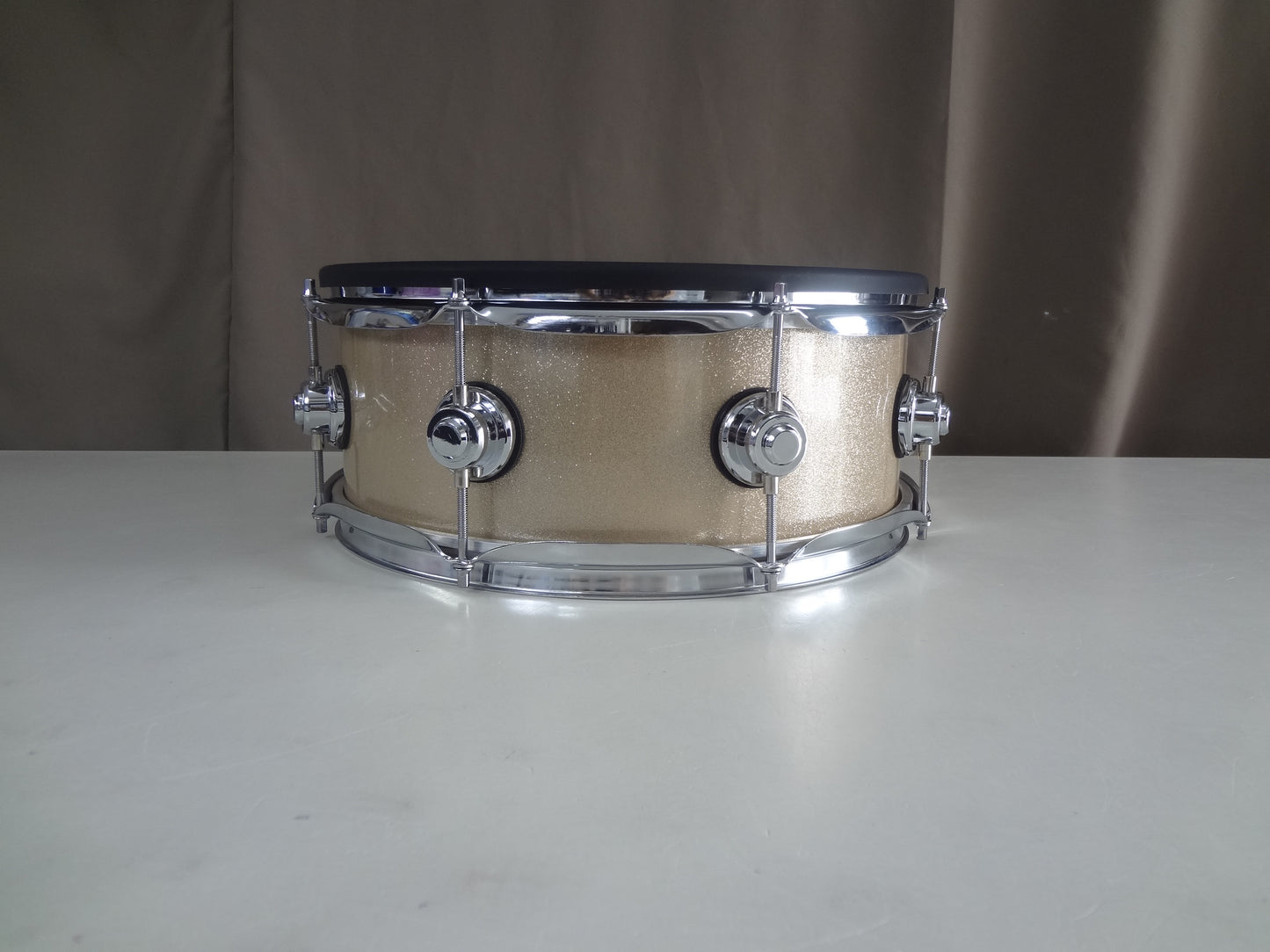 New 14 Inch Custom Electronic Snare Drum - Champagne Sparkle