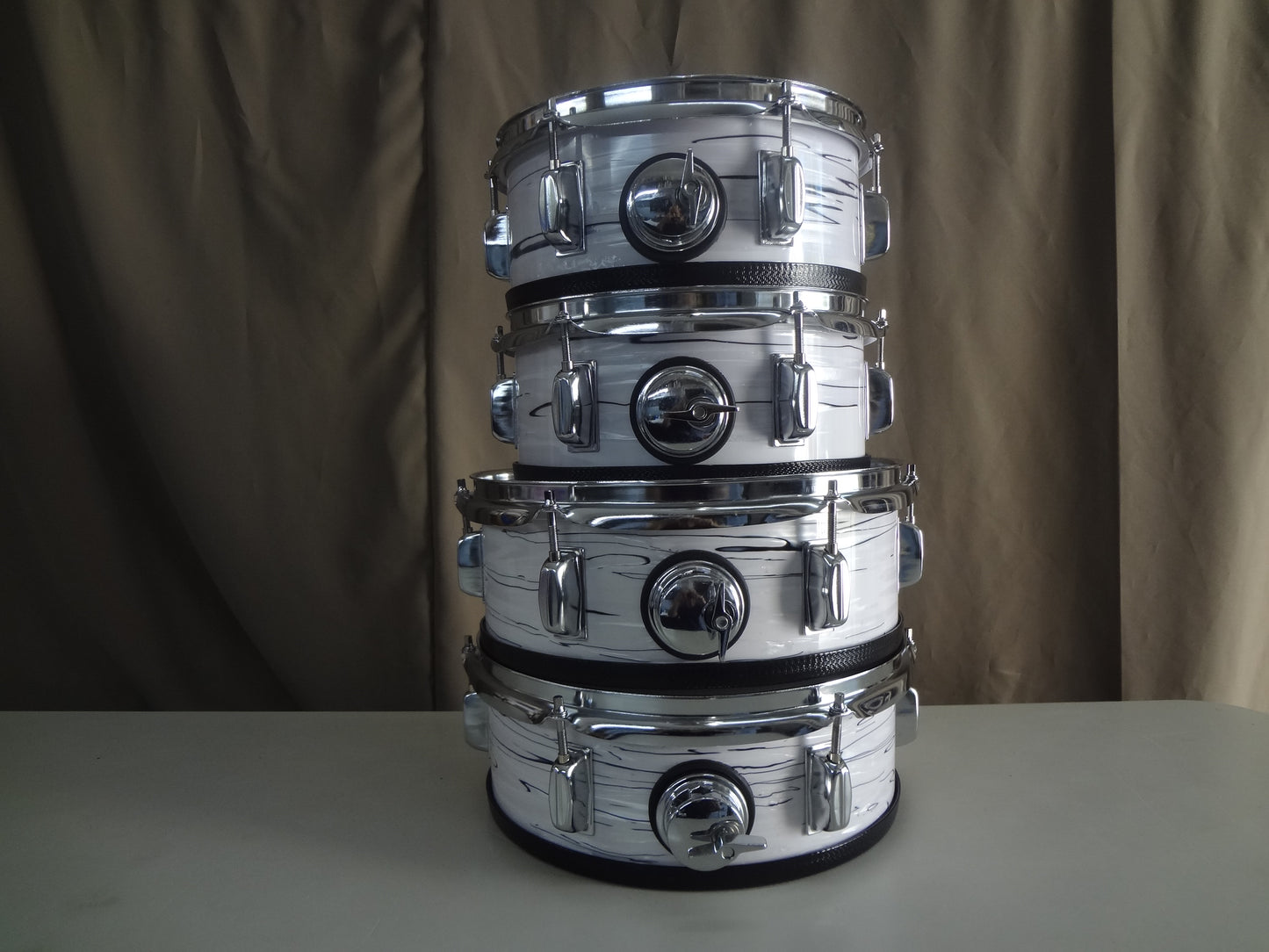 REFURBISHED 4 PIECE CUSTOM ELECTRONIC DRUM SHELL PACK - WHITE/BLACK
