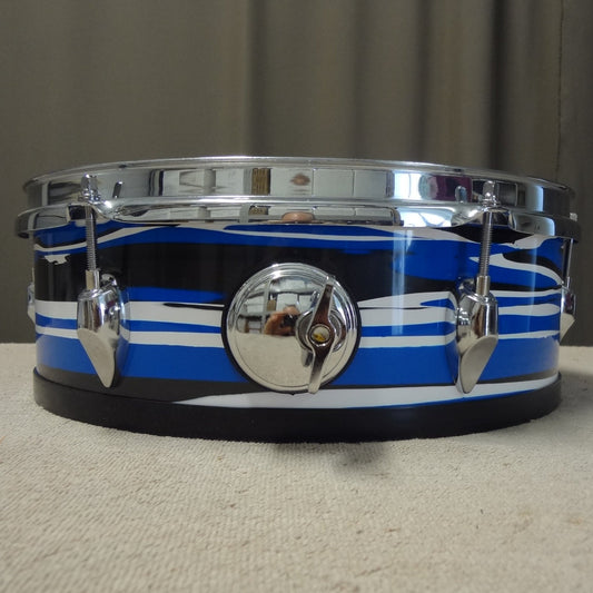 New 12 Inch Custom Electronic Snare Drum - Blue/White/Black Stripe