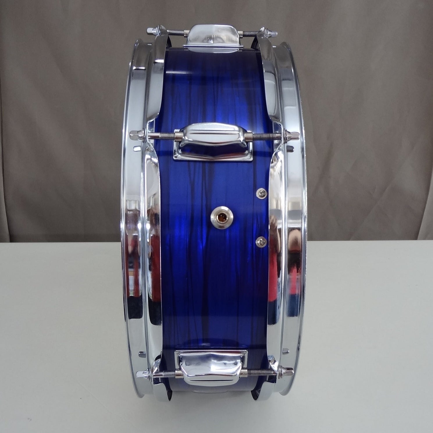 Edge image of new 13 inch custom electronic snare drum blue oyster
