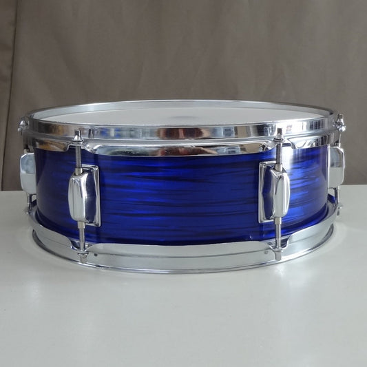 side image of new 13 inch custom electronic snare drum blue oyster