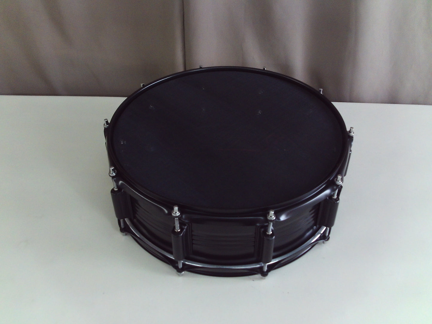 New 14 Inch Custom Electronic Metal Snare Drum - Black -Painted.