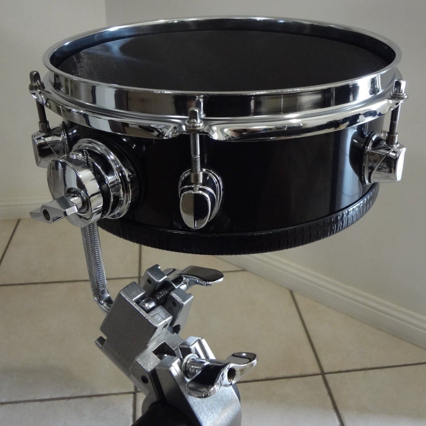 side view of new 10 inch custom electronic snare drum