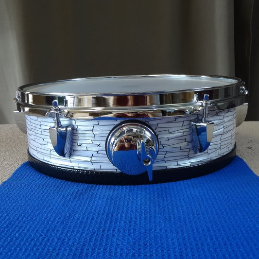 New 12 Inch Custom Electronic Snare Drum - White/Black Etch