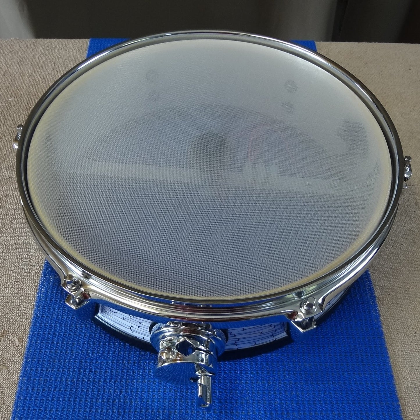 New 12 Inch Custom Electronic Snare Drum - White/Black Etch
